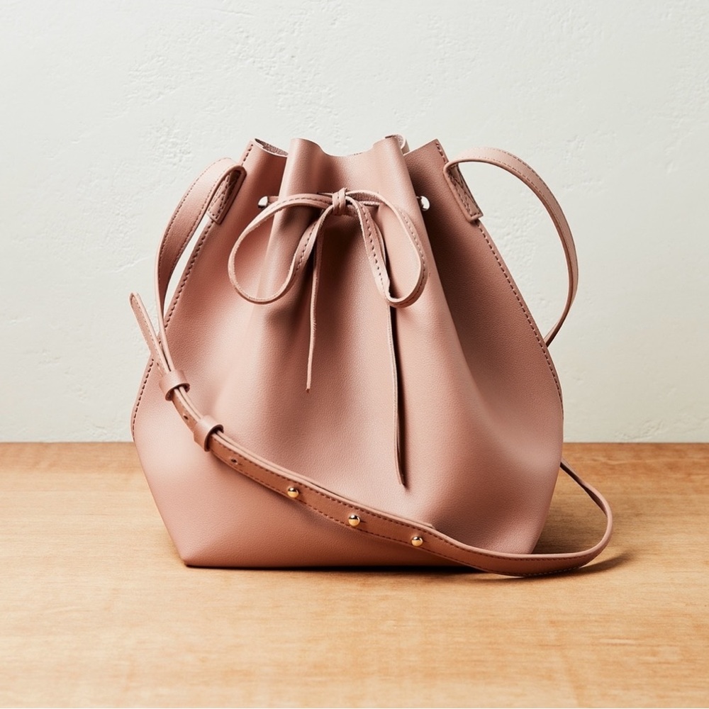 Kayla + Ava Vegan Leather Dusty Rose Bucket Bag